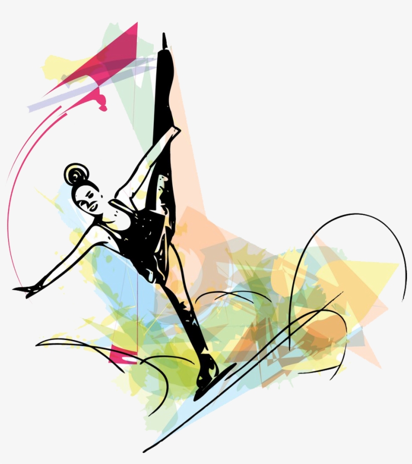 Ice Skating Figure Skating Ice Skate Illustration - Woman Ice Skater Skating Illustration, transparent png download