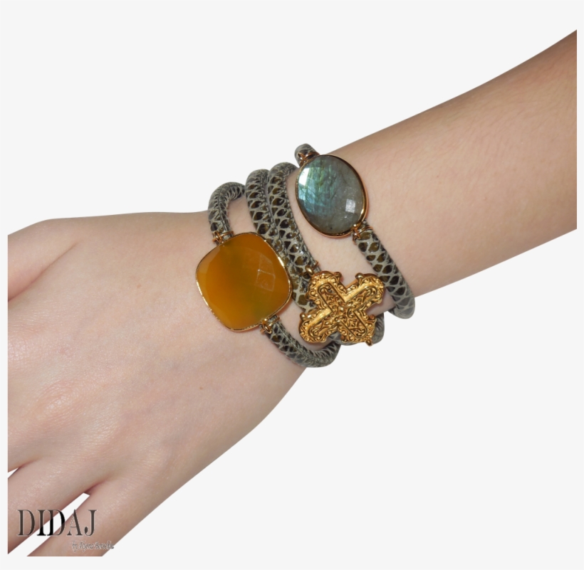 Didaj Olive Green Snake Italian Wrap Leather Bracelet, transparent png download