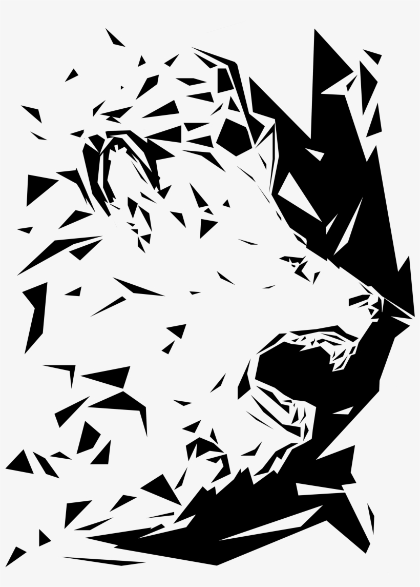 A Roaring Lion Constructed Out Of Angular Vector Shapes - Illustration, transparent png download