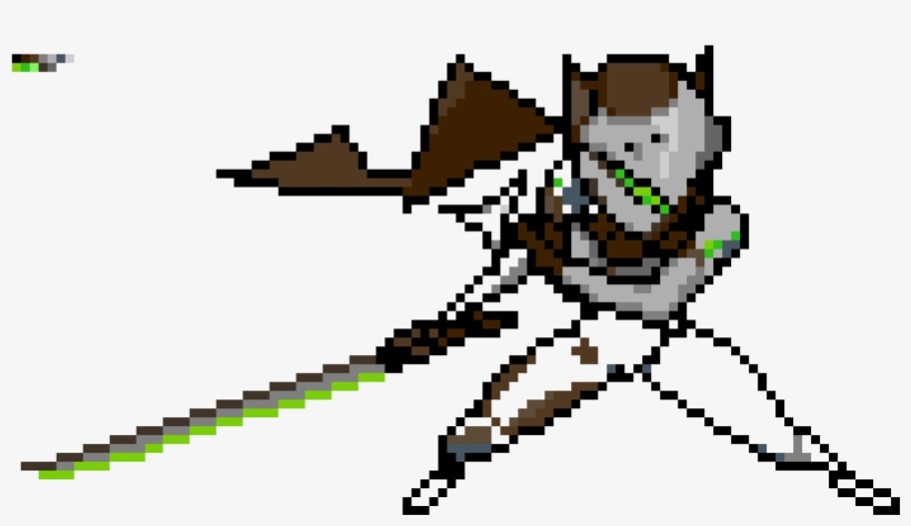 Genji Pixel Spray Art - Overwatch Genji Pixel Spray, transparent png download