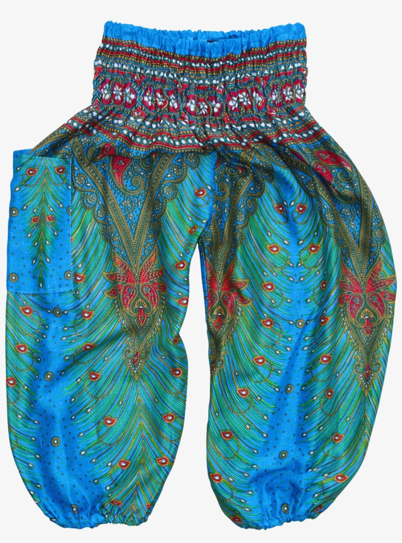 Blue Peacock Kids Harem Pants - Board Short, transparent png download
