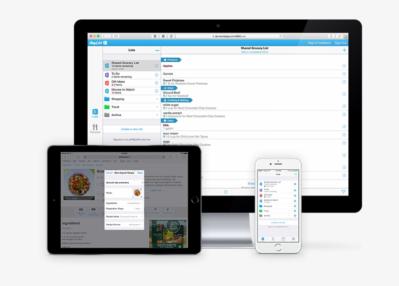 Access Your Lists And Recipes On All Of Your Ios Devices - Operating System, transparent png download