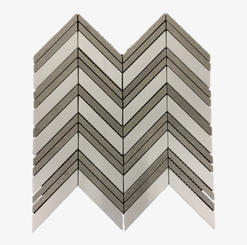 White Thassos Chevron With Sand Dollar Strips Mosaic - Tile, transparent png download