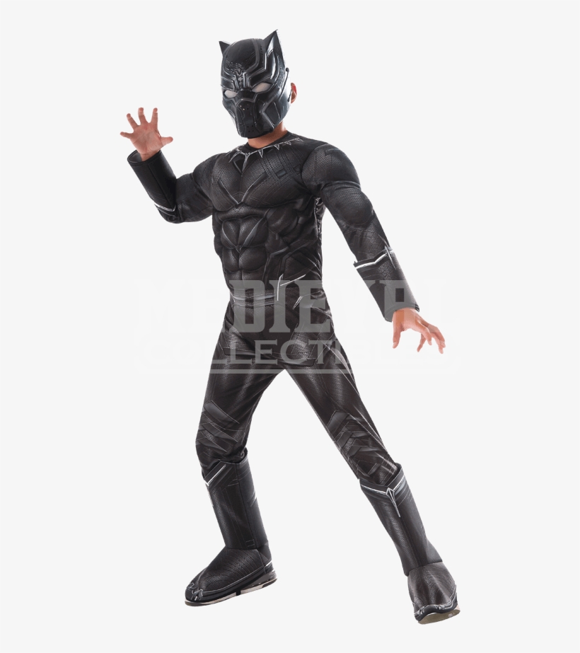 Kids Marvel Civil War Deluxe Black Panther Costume - Kids Black Panther Costume, transparent png download