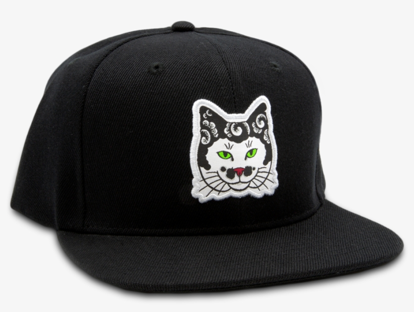 Black Cat Head Snapback - Baseball Cap, transparent png download