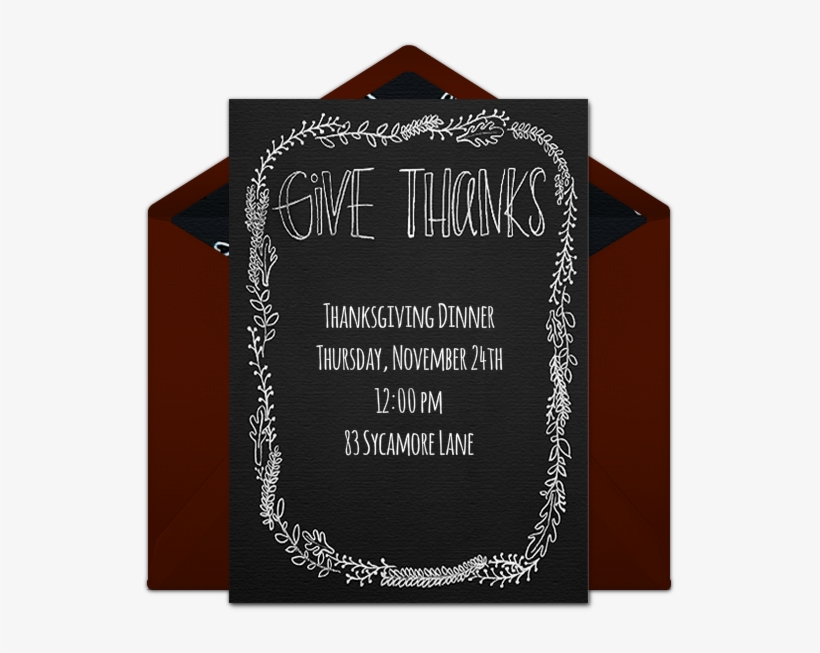 Give Thanks Chalkboard Online Invitation - Calligraphy, transparent png download