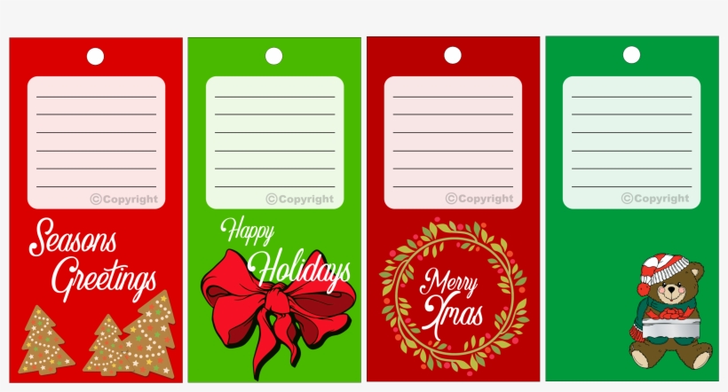 Xmas Gift Tag Set - Christmas Teddy Bear Clip Art, transparent png download