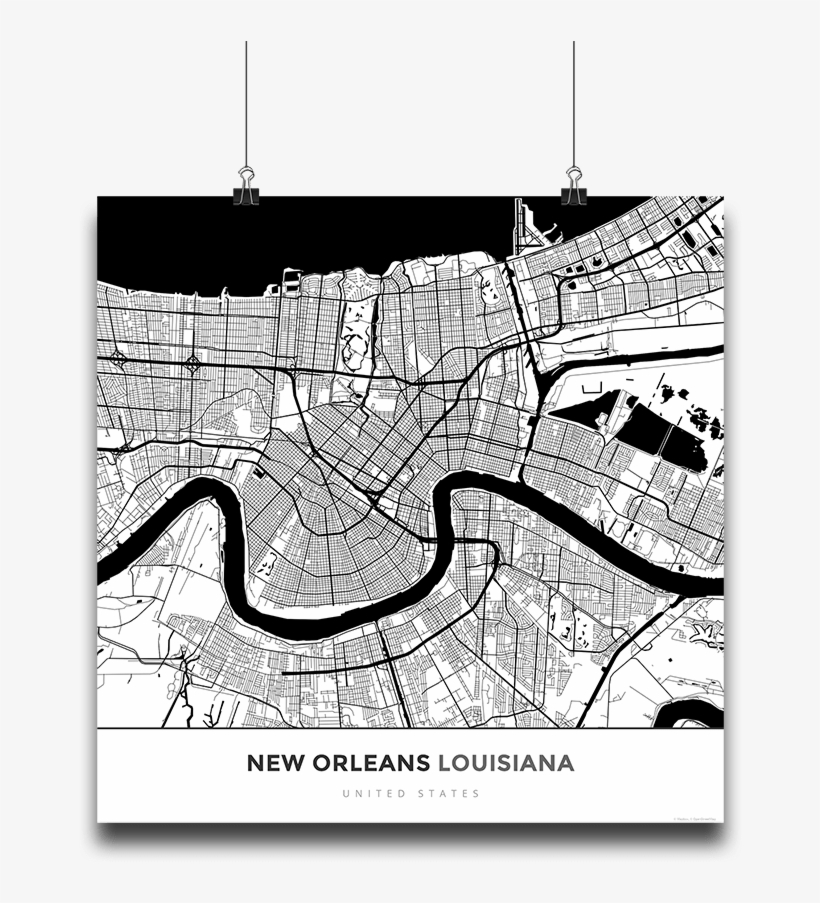 Premium Map Poster Of New Orleans Louisiana - New Orleans, transparent png download