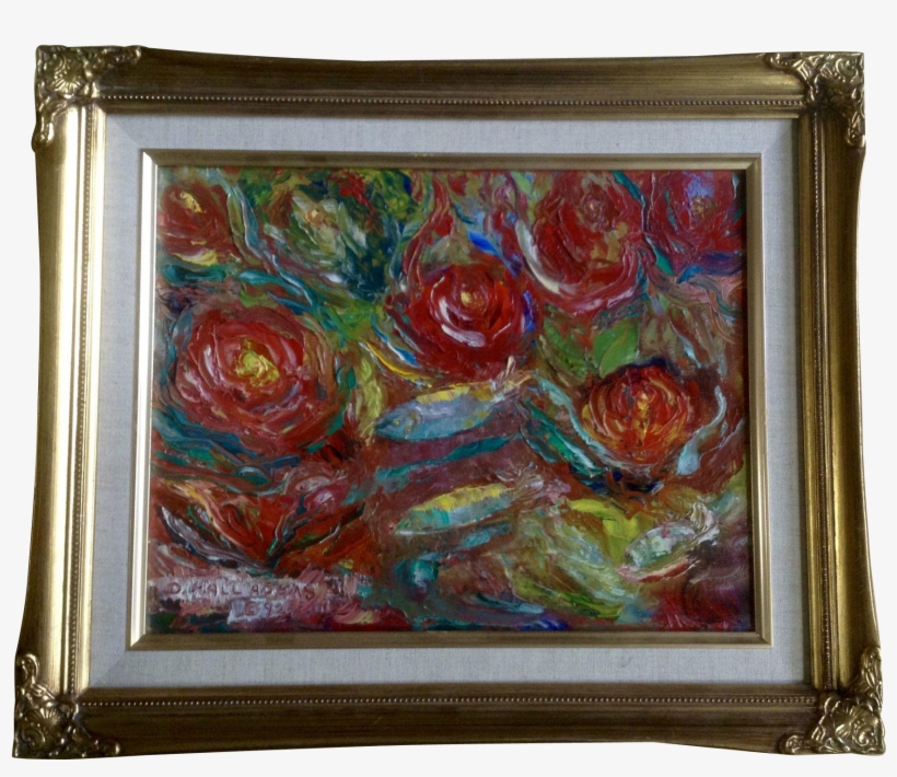 Dorothy Hall Adams, Roses And Fish Palette Knife Impressionistic - Picture Frame, transparent png download