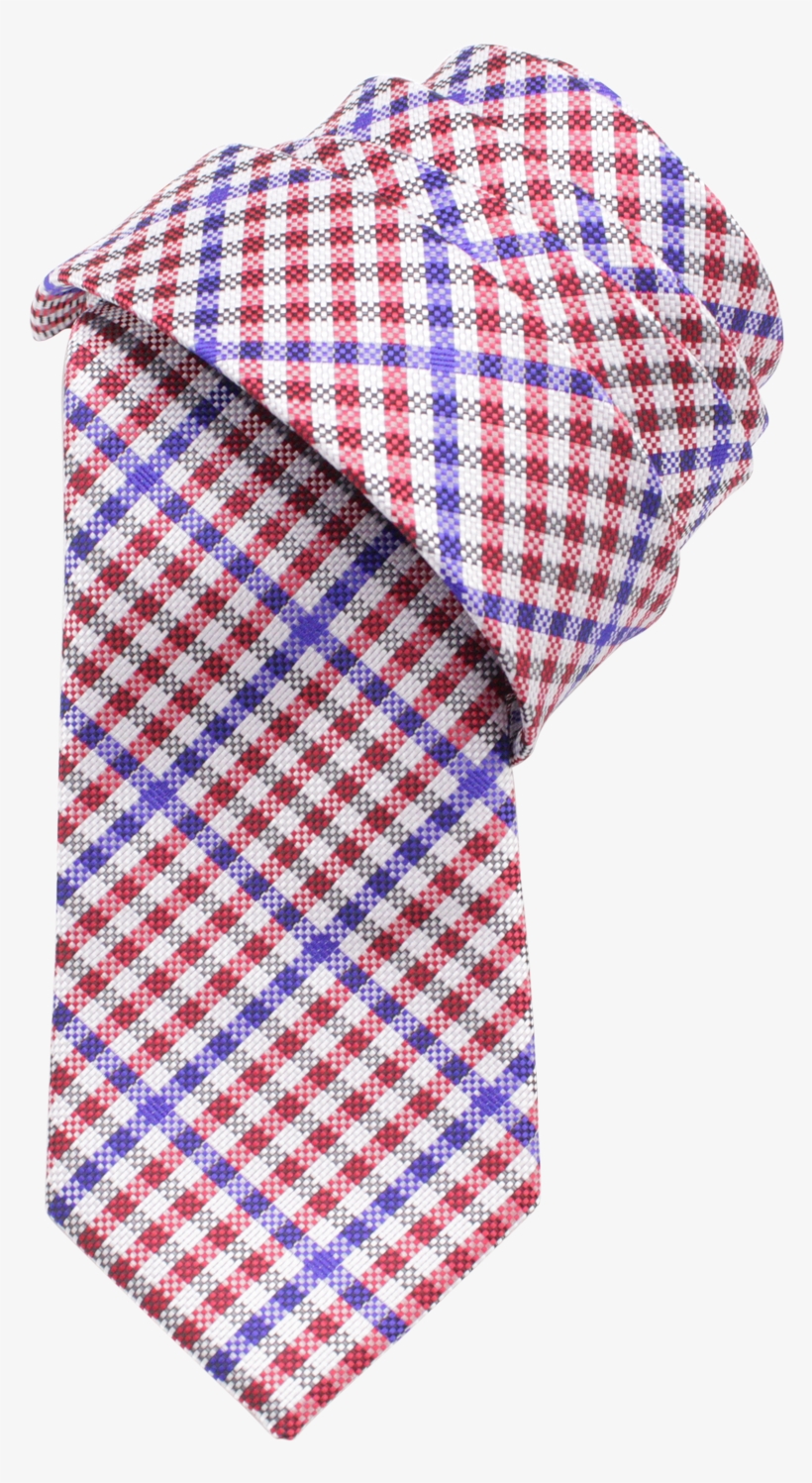 Red, White, And Blue Gingham Patterned Necktie, transparent png download