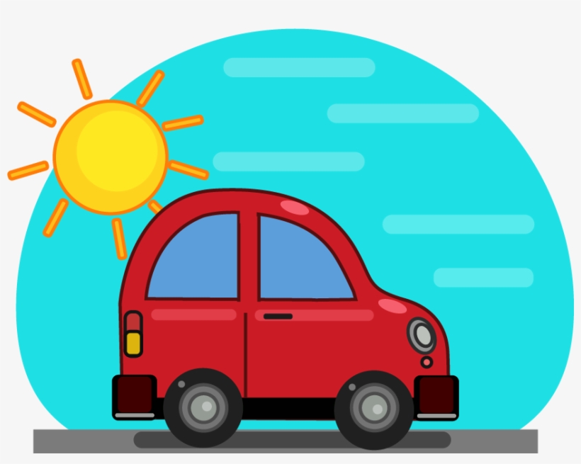Cute Car And Sunshine Minimal Design - City Car, transparent png download