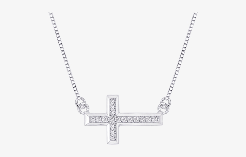 Channel Set Diamond Sideways Cross Pendant - Necklace, transparent png download