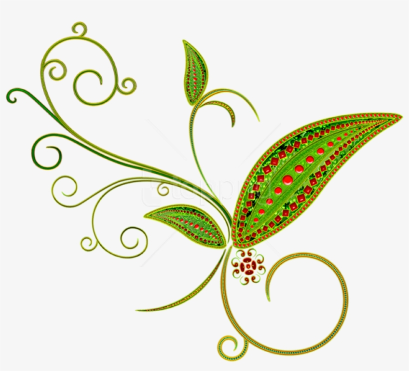 Download Green Deco Flower Ornament Clipart Png Photo - Floral Ornament Ornament Png Transparent, transparent png download