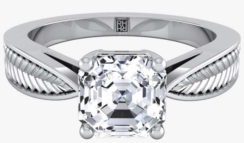 Classic 4 Prong Asscher Cut Diamond Engagement Ring - Diamond Engagement Rings Emerald Cut Yellow Gold, transparent png download