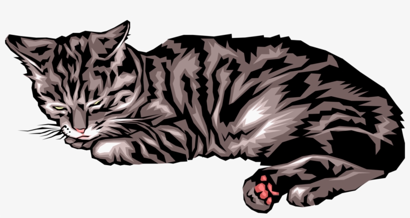Vector Illustration Of Small Carnivore Domesticated - Cat Sleeping Side View, transparent png download