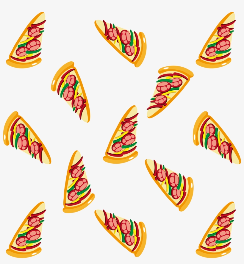 Pizza Fast Food Pattern - Cartoon Pizza Pattern, transparent png download