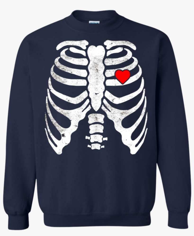 Skeleton Heart Rib Cage X Ray Kids Valentines Day T - Halloween Maternity Shirt, transparent png download