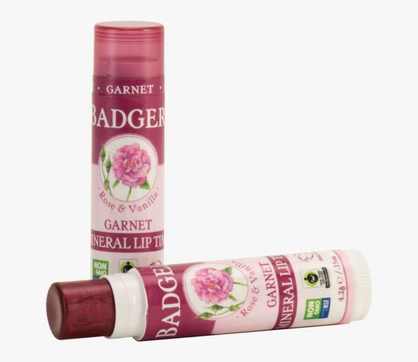 Badger Rose & Vanilla Garnet Mineral Lip Balm Tinted - Badger Balm Mineral Lip Tint Swatches, transparent png download
