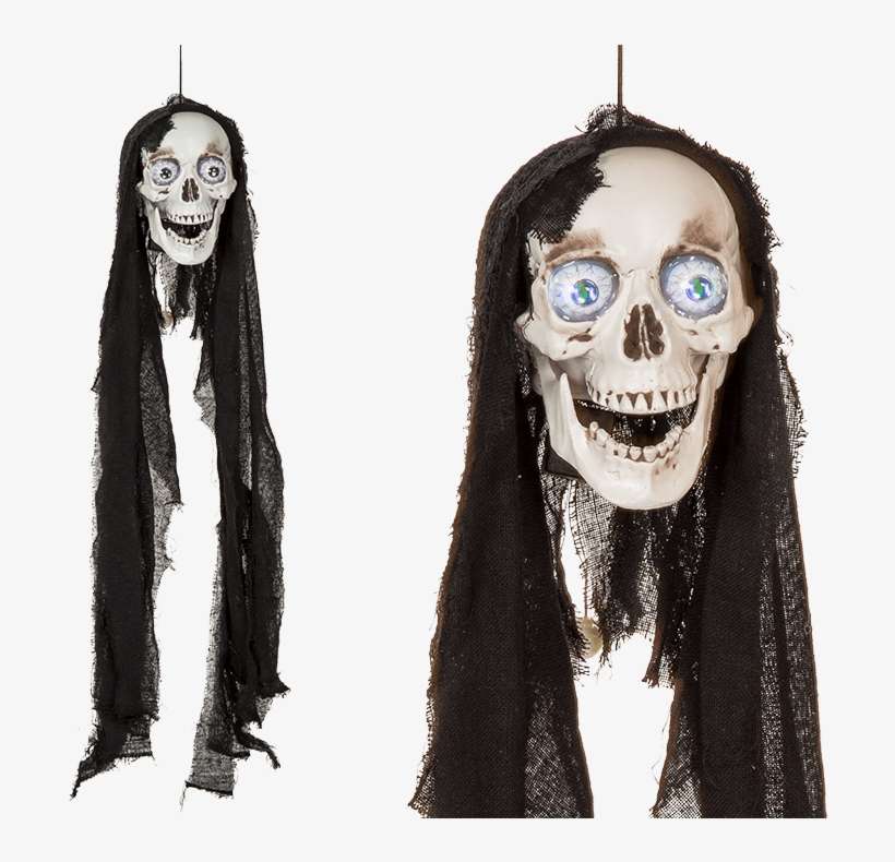 Plastic Skull With Light & Sound Ca - Straszne Ozdoby Na Halloween, transparent png download