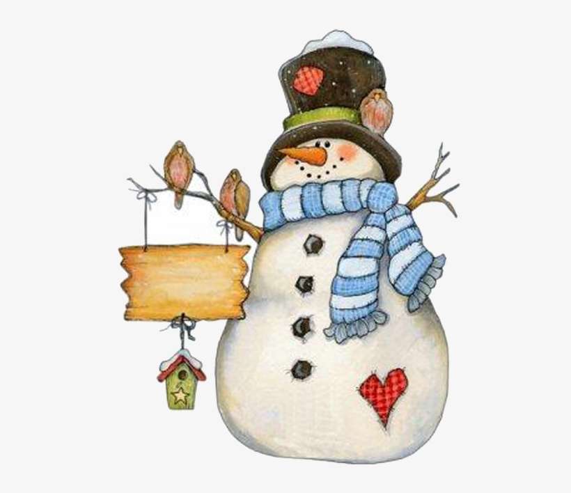 Snowman Standing On Claus Greeting Bird Arm - Christmas Greeting Cards, transparent png download