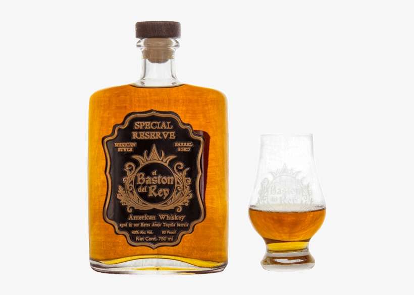 Bason Del Rey Whiskey Bottle With Glass - Glass Bottle, transparent png download