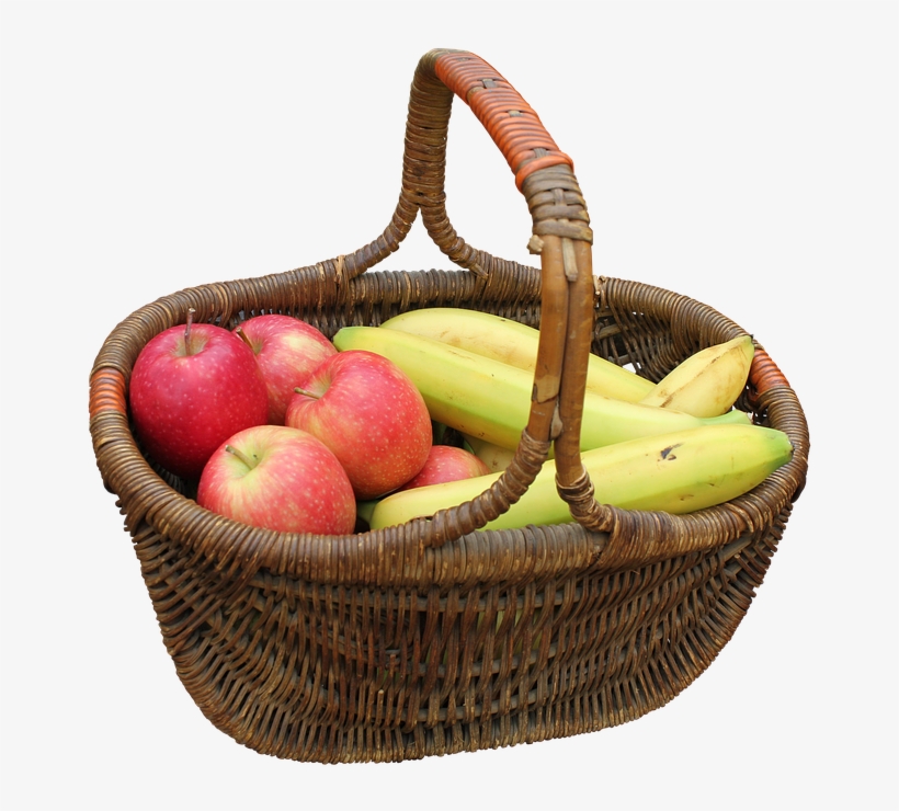 Basket, Hand Basket, Fruit, Bananas, Yellow, Fruits - Keranjang Buah, transparent png download