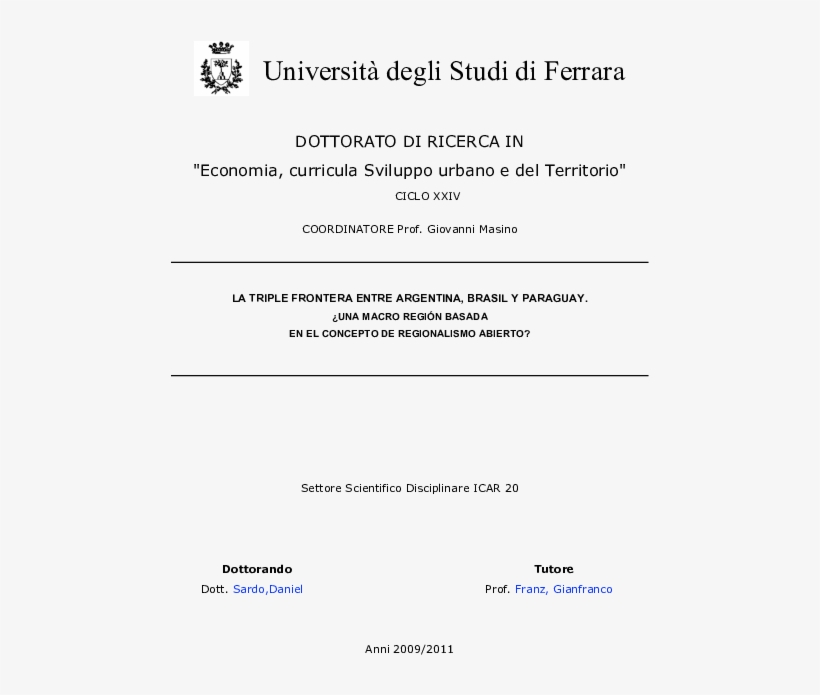 La Triple Frontera Entre Argentina Brasil Paraguay - University Of Ferrara, transparent png download