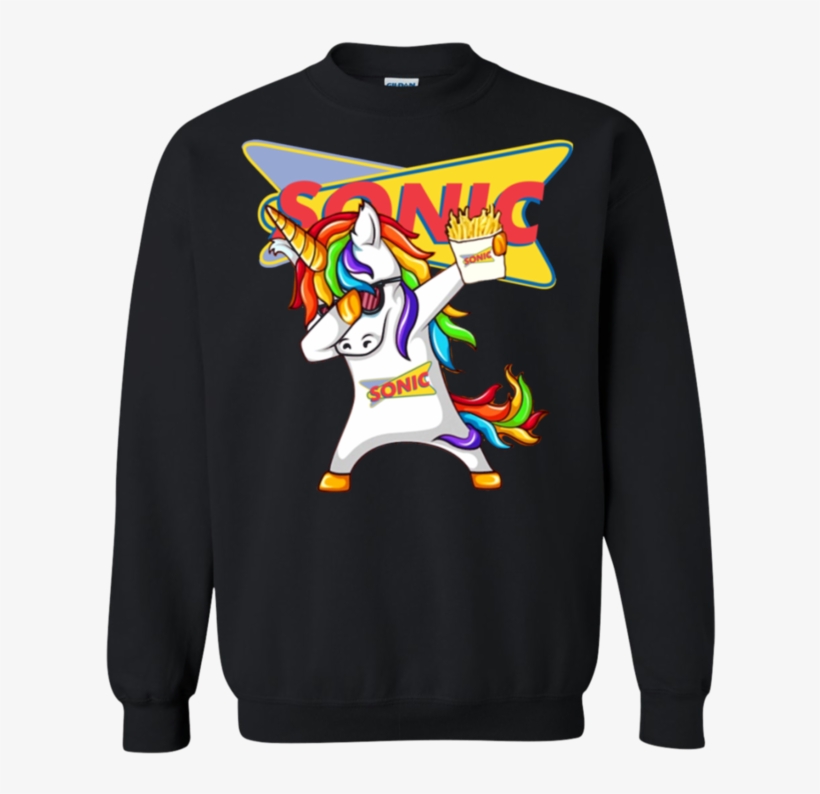 Dabbing Unicorn Loves Sonic Drive-in Shirt - Ugly Christmas Sweater Meme 2018, transparent png download