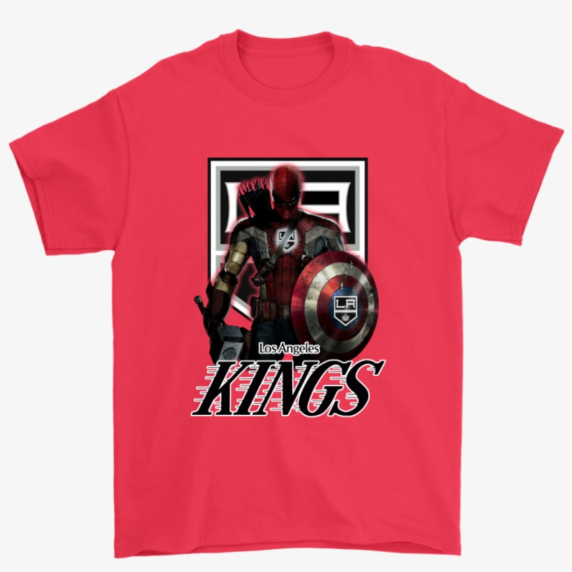 Nhl Los Angeles Kings Thor Captain America Spiderman - Shirt, transparent png download