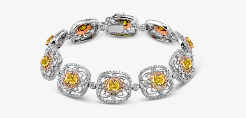 18k Tri Color Yellow And White Diamond Bracelet - Bracelet, transparent png download