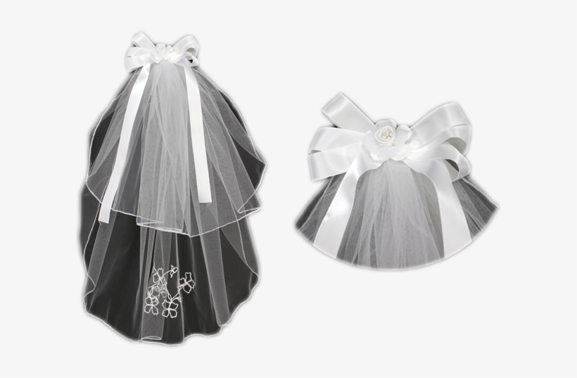 Beautiful White First Communion Veil - Veil, transparent png download