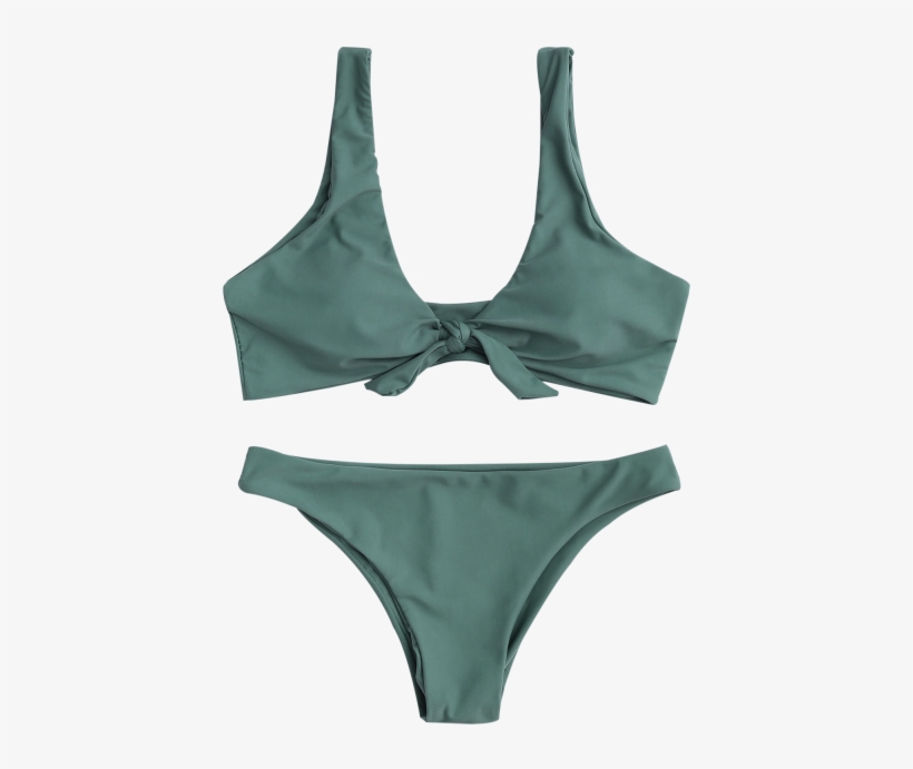 Knotted Scoop Bikini Top And Bottoms - Bikini Con Moño, transparent png download