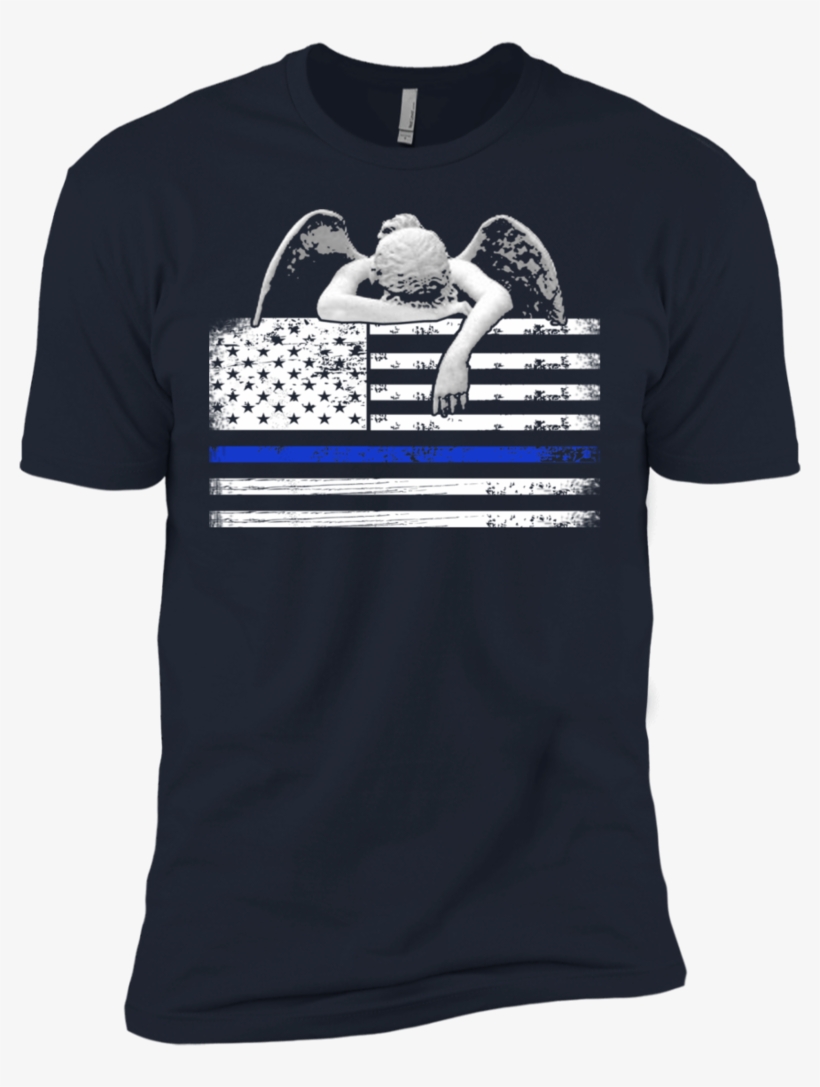 Weeping Angel Thin Blue Line Flag Shirts - Opengl T Shirt, transparent png download
