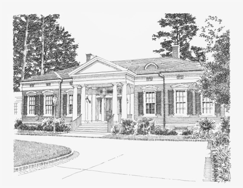 Georgia Revival - Greek Revival House Drawing, transparent png download