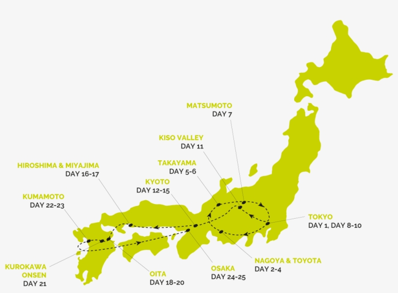 In Between You'll Travel All Over Honshu And Kyushu - Small Japan Map, transparent png download