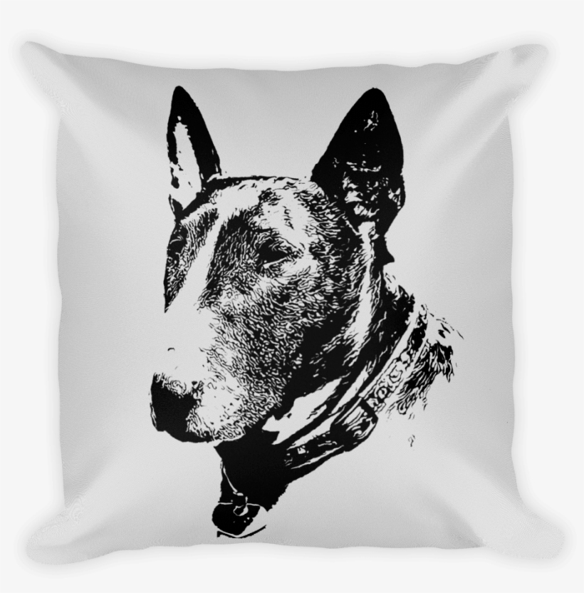 Bull Terrier Duotone Comic White Decorative Pillow - Pitbull With Small Eyes, transparent png download