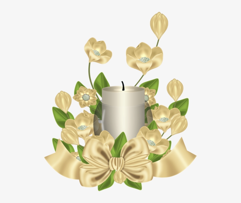 Flowers And Candle Light Pink Flowers, Holiday Candles, - First Communion Candle Png, transparent png download