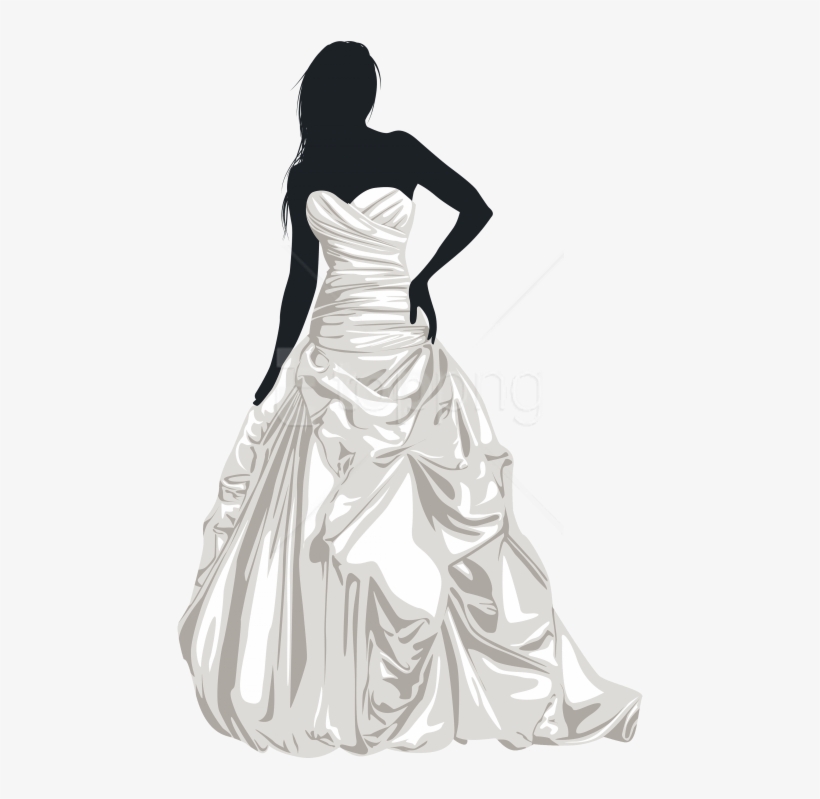 Bride Silhouette Clip Art Png - Wedding Dresses Png, transparent png download