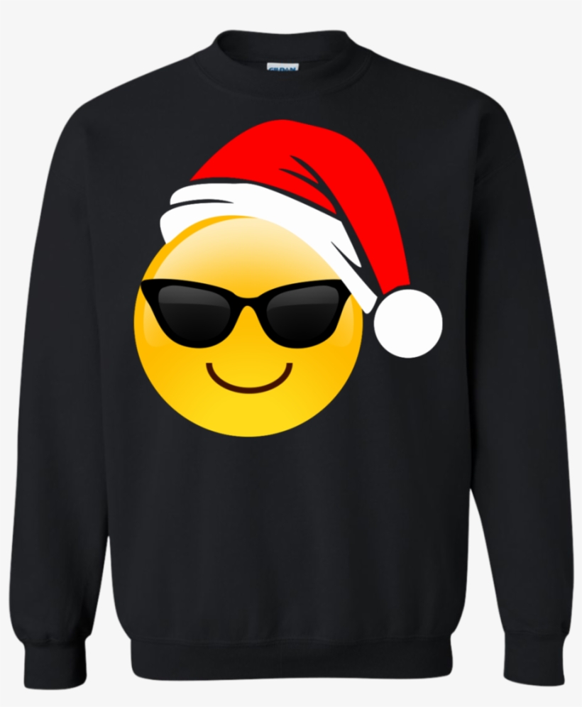 Emoji Christmas Shirt Cool Sunglasses Santa Hat Family - Predator Ugly Christmas Sweater, transparent png download