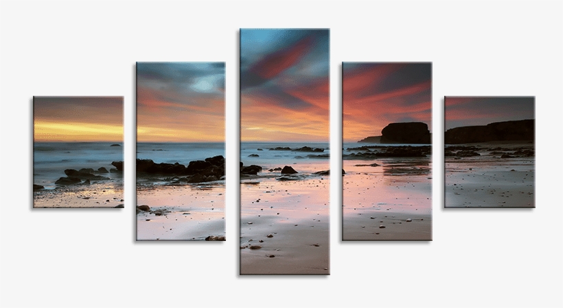 Orange Mist Sunset 5 Panel Cascade Canvas Picture - Picture Frame, transparent png download