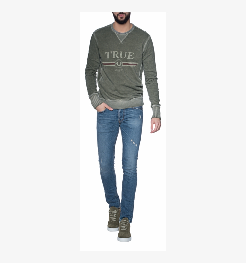 True Religionacid Wash Logo Print Olive // Sweater - Hoodie, transparent png download