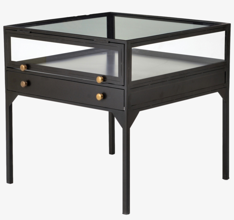 Shadowbox End Table - Metal And Glass Industrial Side Table, transparent png download