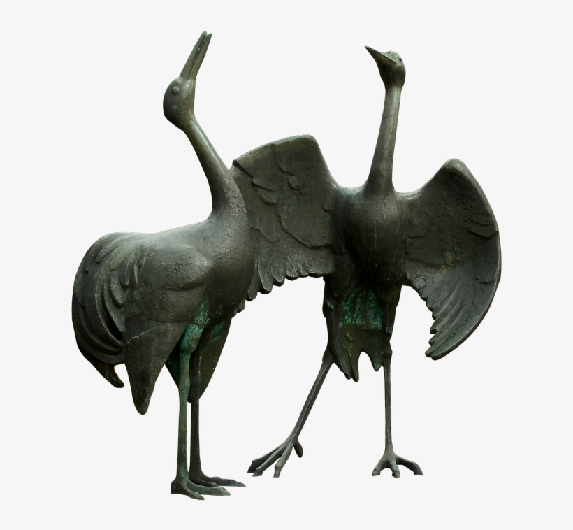 Statue, Bronze, Cranes, Dancing, Art, Bronze Statue - Bird Sculpture Png, transparent png download
