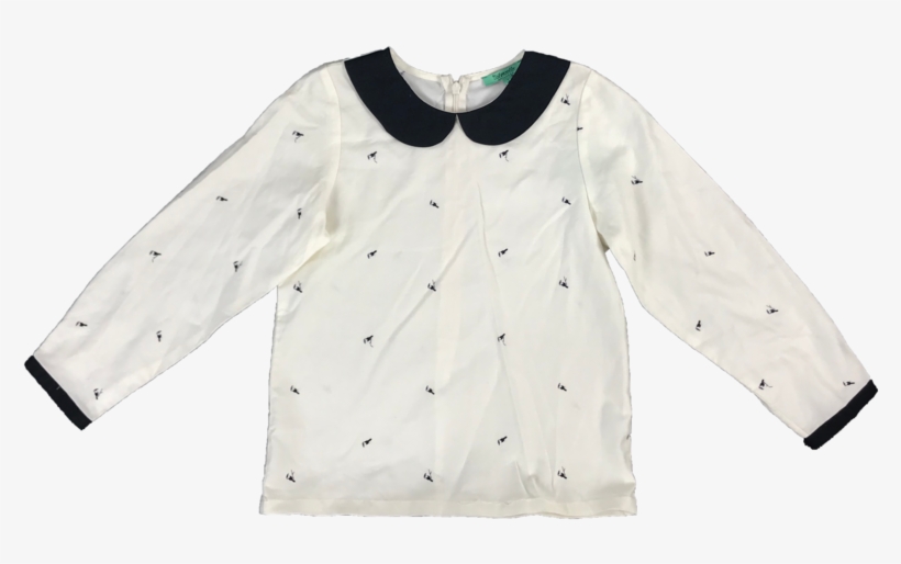 Nitzarella White Tucan Print Collared Top - Sweater, transparent png download