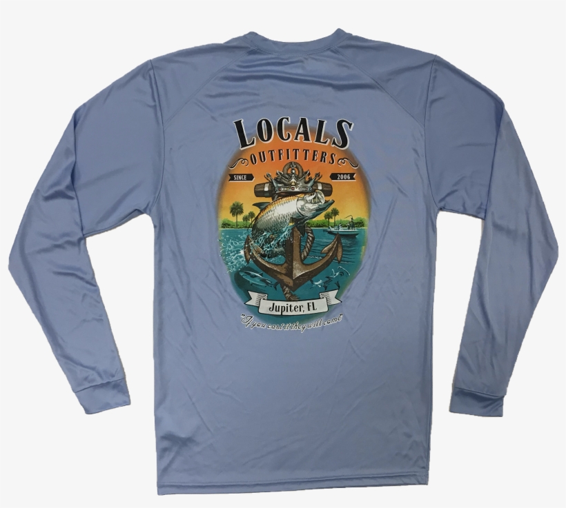 Locals Mens Tarpon Anchor L/s Upf Tee Blue Mist - Long-sleeved T-shirt, transparent png download