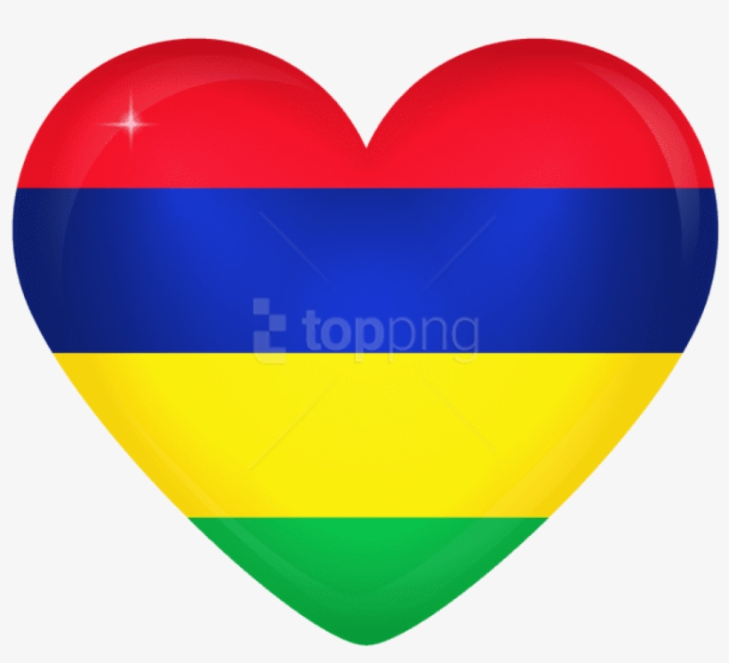Free Png Download Mauritius Large Heart Flag Clipart - Mauritius Flag Heart, transparent png download