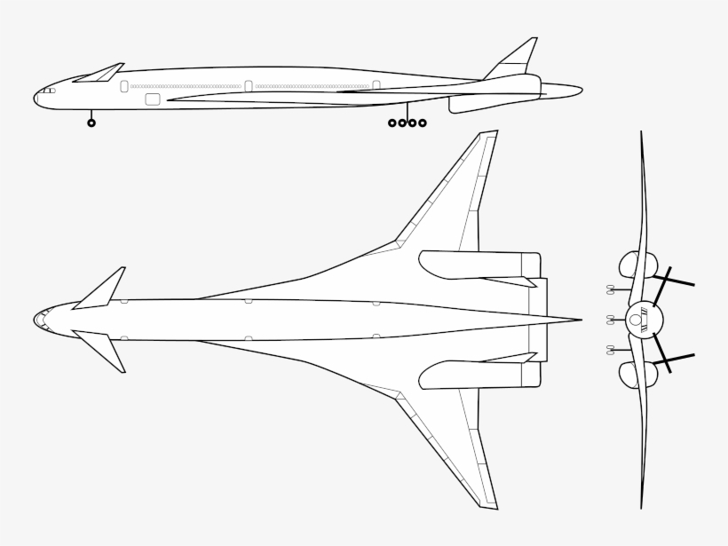 Boeing Sonic Cruiser 3-view - Sketch, transparent png download