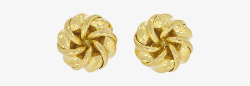 9ct Yellow Gold Button Design Polished Knot Earrings - Earrings, transparent png download