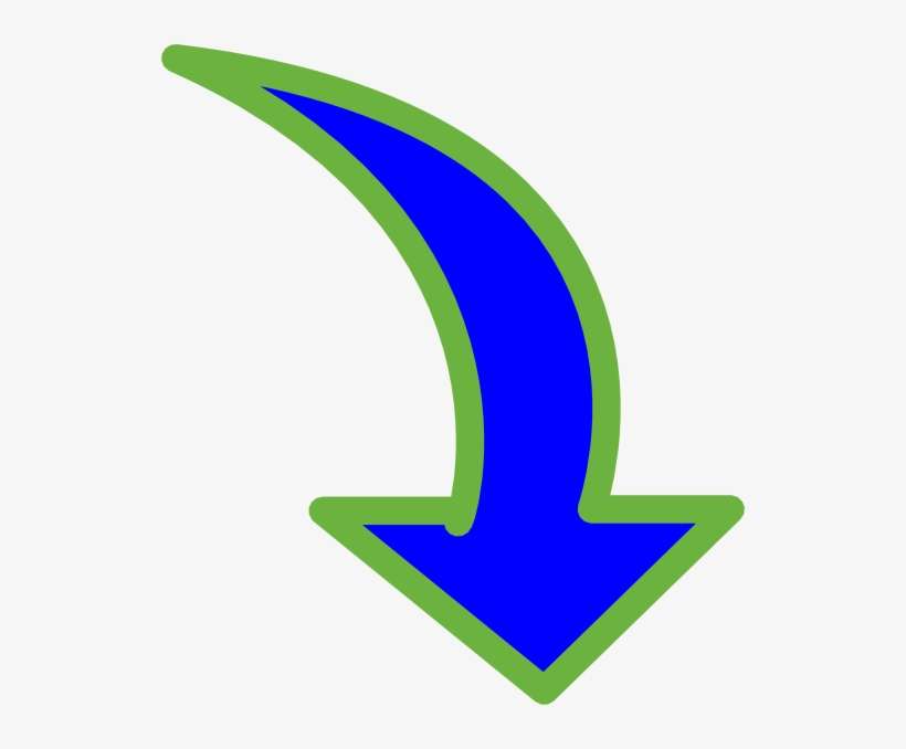 Bright Blue Small Clip Art At Clker - Curved Arrow Pointing Down, transparent png download