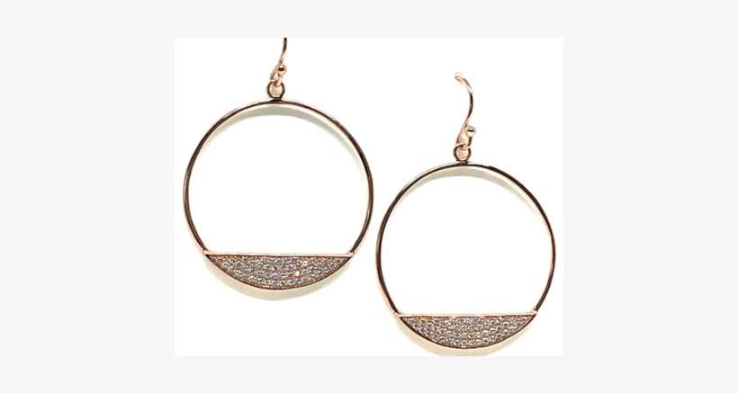 Hoop With Pave Half Circle - Gold, transparent png download